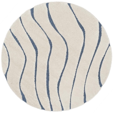 Safavieh 4 x 4 ft. Shag Power Loomed Round Area Rug; Cream & Blue SG472-1165-4R
